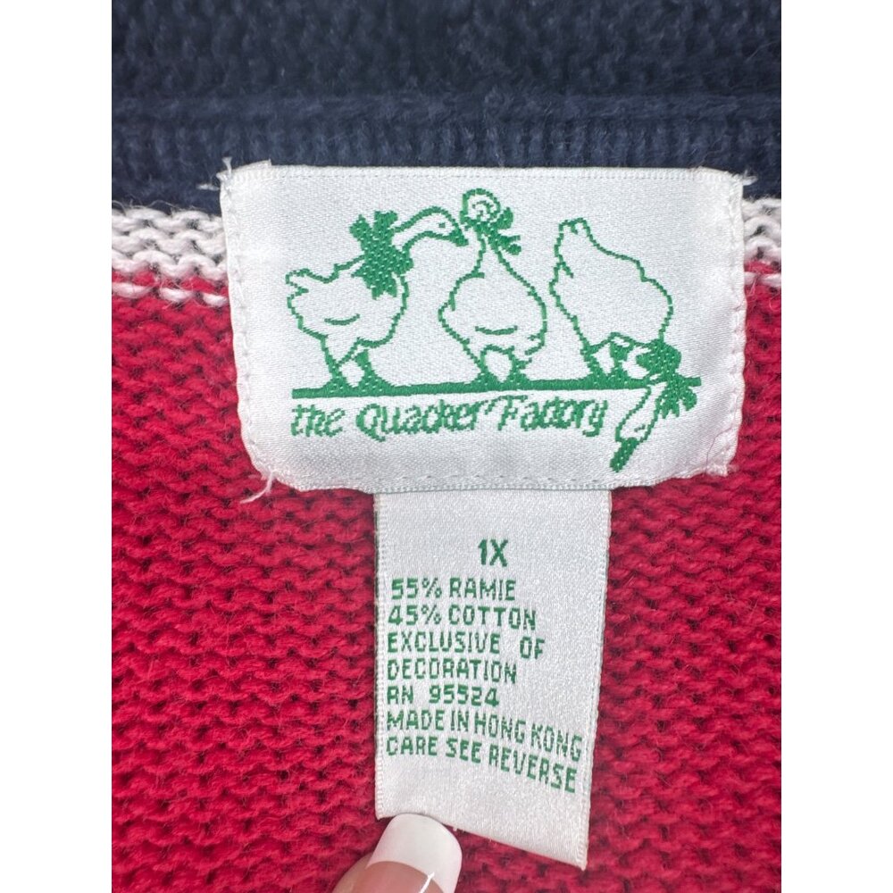 Quacker Factory Womens Cardigan Hoodie Sz 1X Red/White/Blue USA Flag Patriot - Picture 5 of 12